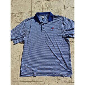 FootJoy XL Blue & White Striped Polo Shirt With Embroidered Logo Mens Golf Appar